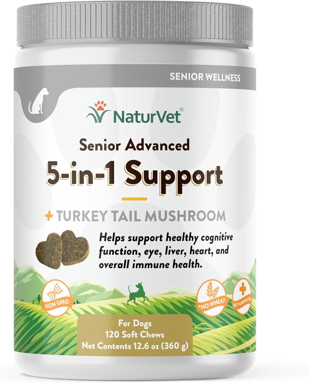 Senior Dog Supplement for Immune, Heart, Liver, Cognitive, and Eye Health - 120 Ct. - Includes Ginkgo Biloba and Lutein