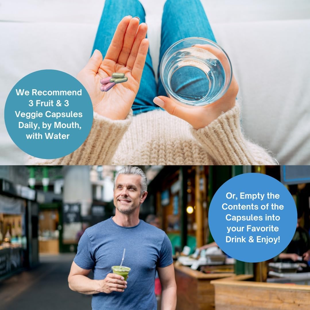 Senior Fruit & Veggie Whole Food Supplement for Men and Women - 90 Fruit Capsules & 90 Veggie Capsules - Enhanced Absorption Formula for Seniors