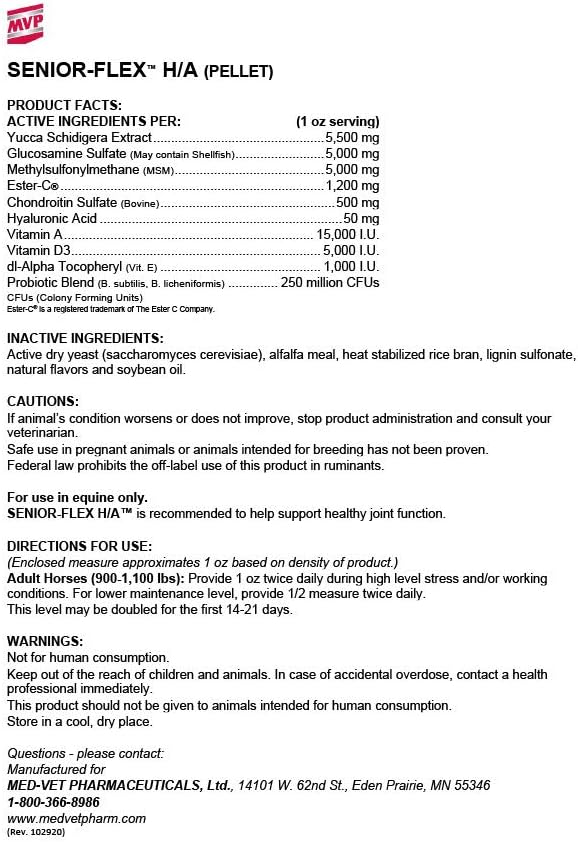 Senior Horse Joint, Immune & Digestive Support Supplement - MVP Senior-Flex H/A (5 lb)