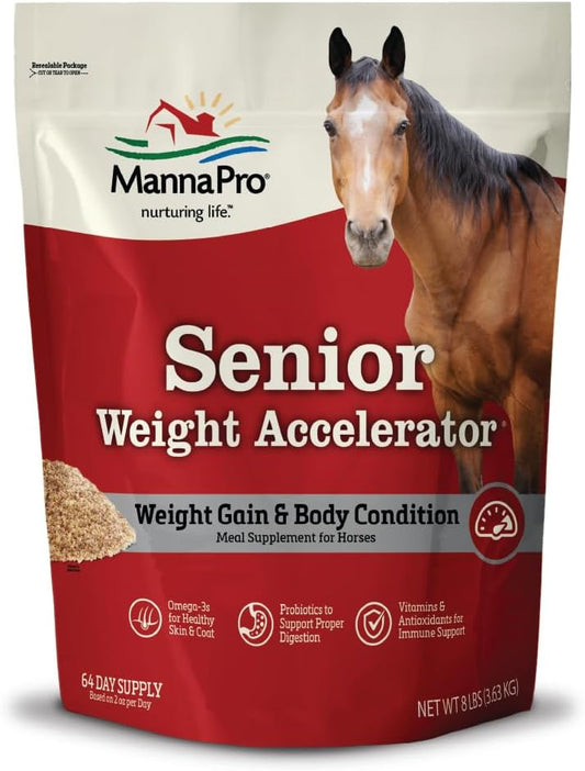 Senior Horse Weight Gain Supplement with Omega 3 Fatty Acids from Flaxseed - 8 Pounds