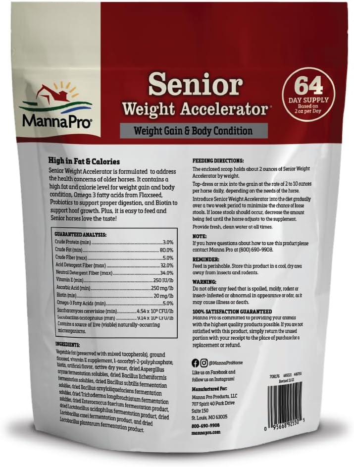 Senior Horse Weight Gain Supplement with Omega 3 Fatty Acids from Flaxseed - 8 Pounds