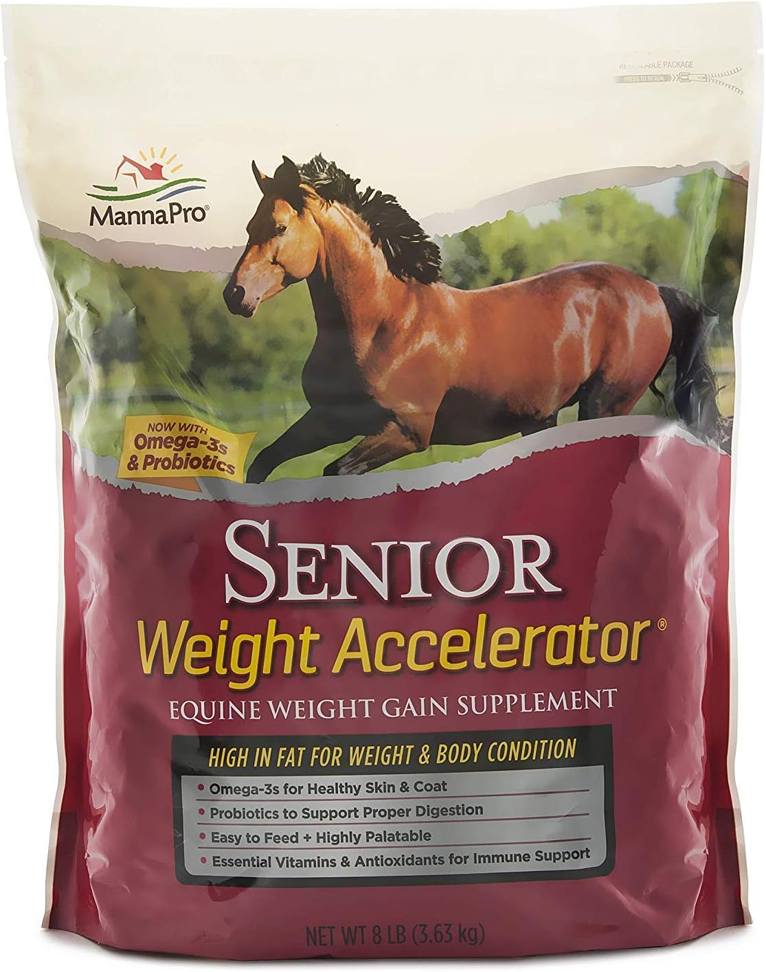 Senior Horse Weight Gain Supplement with Omega 3 Fatty Acids from Flaxseed - 8 Pounds