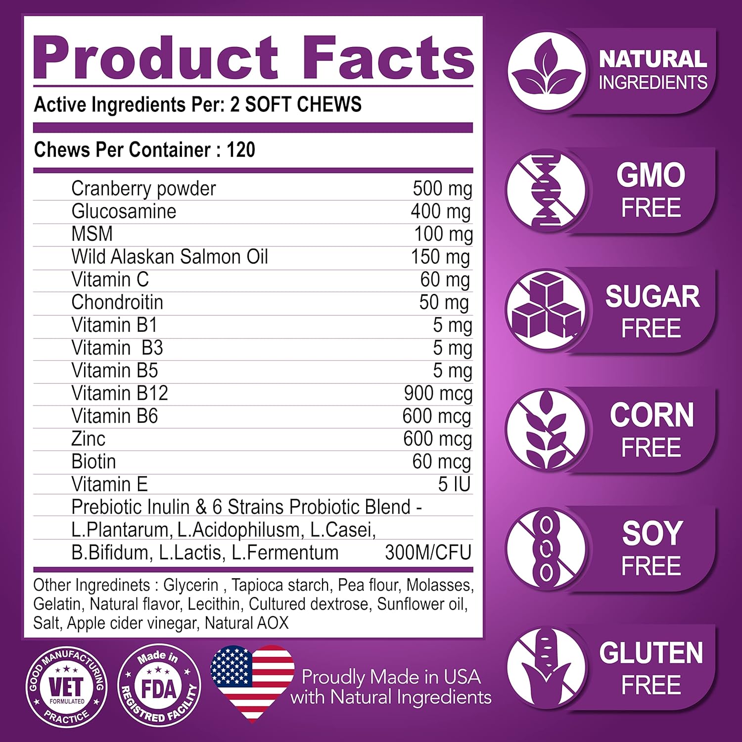 Senior & Puppy Dog Multivitamin Chewable with Glucosamine - 120 Chews - Joint Support & Immunity for Dogs - Pet Health Supplement for Mobility, Energy, Gut & Skin