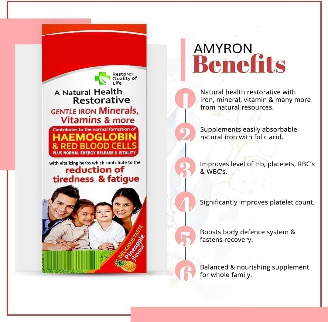 SEPE Amyron Multivitamin Syrup for Men & Women - 34 Ingredients, 200 ML (Pack of 3) - Boost Energy & Hemoglobin Levels