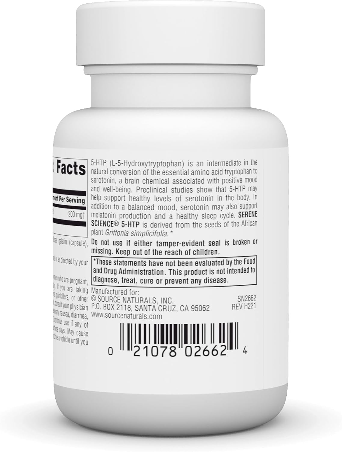 Serene Science 5-HTP by Source Naturals - Non-GMO Dietary Supplement, 200mg, 30 Capsules