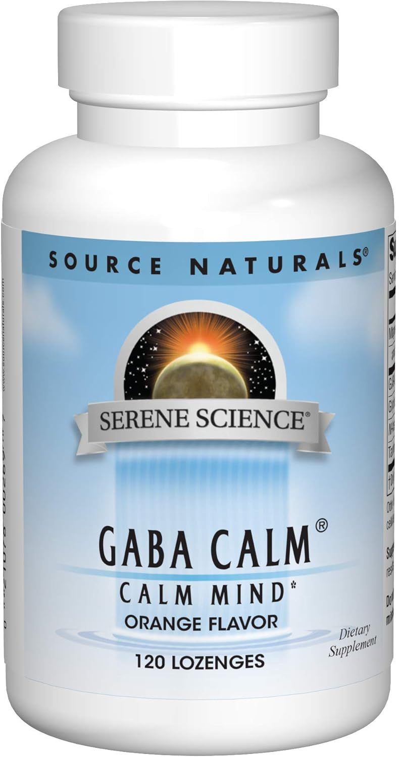 Serene Science GABA Calm 125mg Lozenges - Orange Flavor Supplement with Magnesium, Glycine, N-Acetyl L-Tyrosine, Taurine - 120 Count