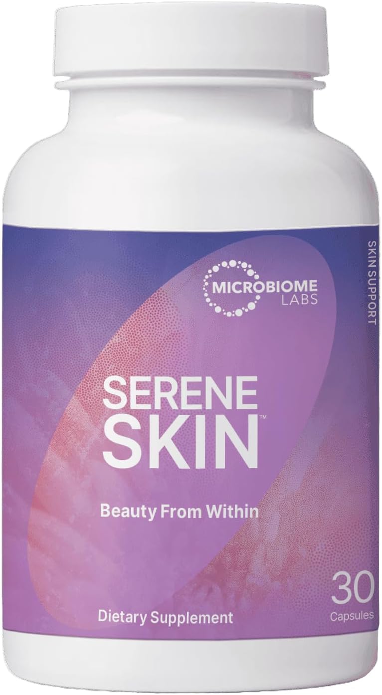 SereneSkin by Microbiome Labs: Spore Probiotic Complex with Vitamin K2 for Skin & Gut Support - Daily Probiotic Skincare (30 Capsules)