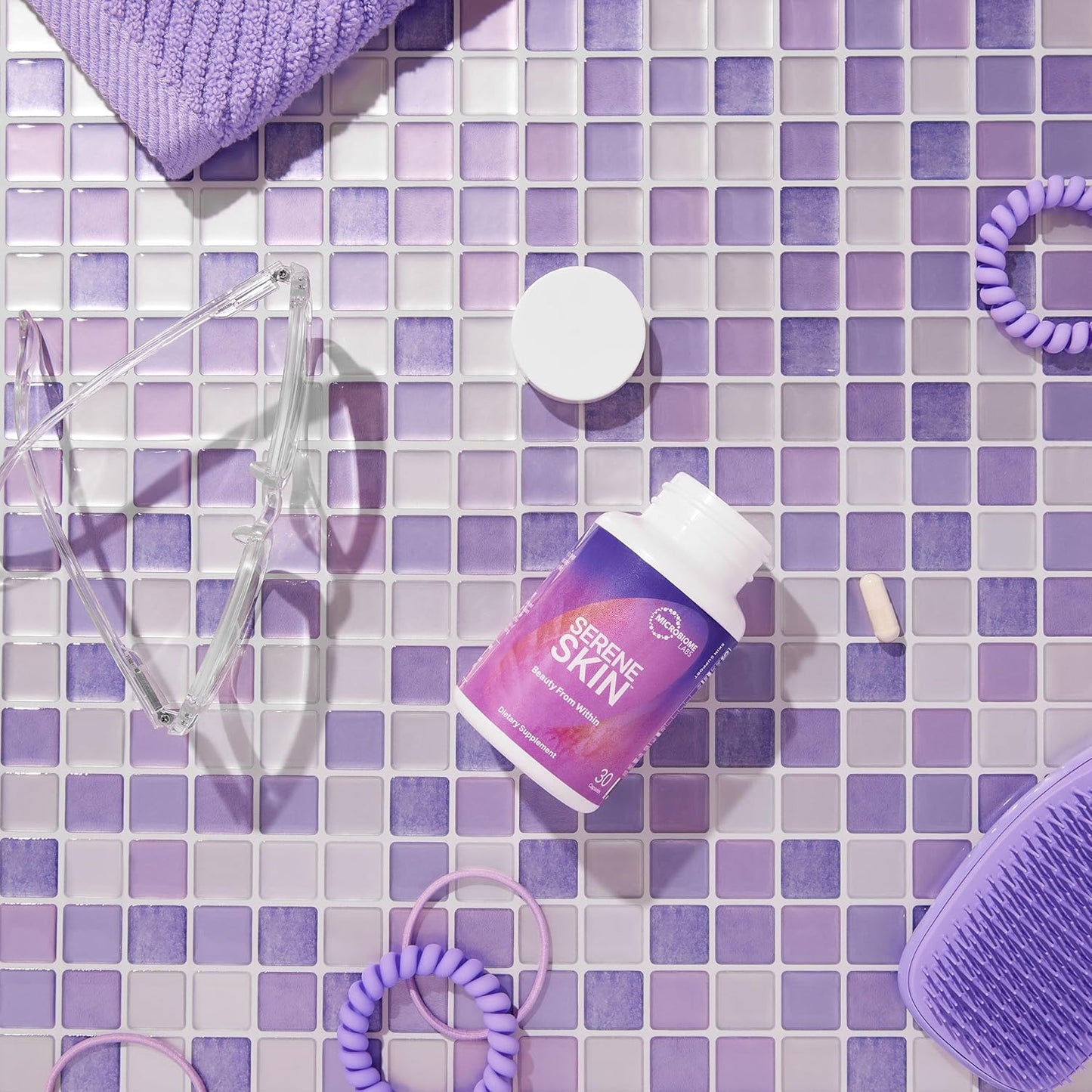 SereneSkin by Microbiome Labs: Spore Probiotic Complex with Vitamin K2 for Skin & Gut Support - Daily Probiotic Skincare (30 Capsules)