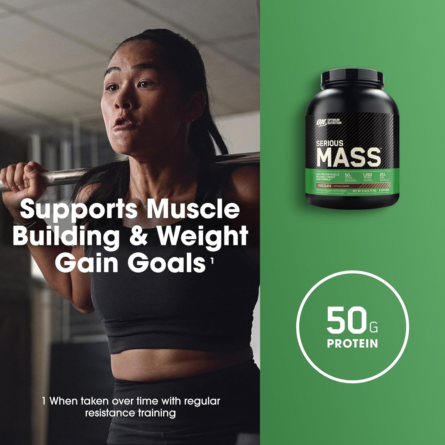 Serious Mass Weight Gainer Protein Powder with Vitamin C & Zinc, Creatine, Chocolate Flavor - 6lb Pack