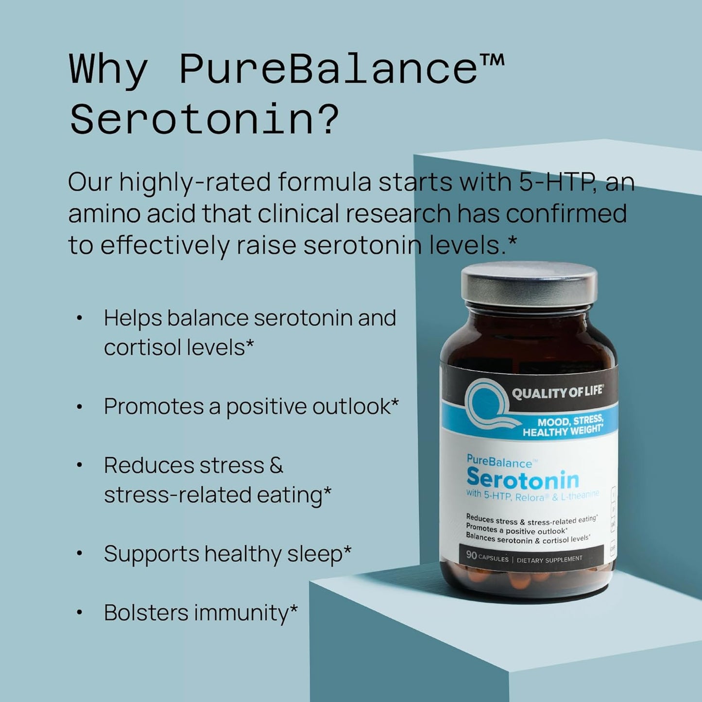 Serotonin & Cortisol Support Supplement with 5-HTP, Venetron, Sensoril, Vitamin D3 & L-Theanine - 90 Capsules for Better Quality of Life
