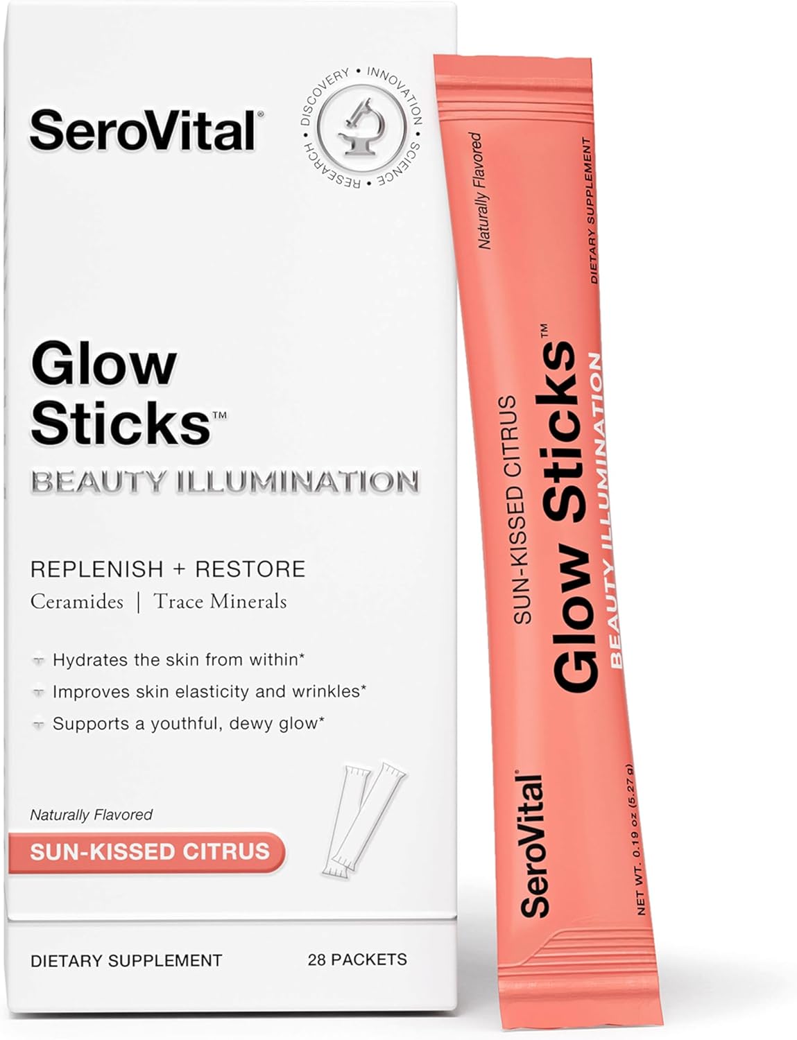 Serovital Glow Sticks Anti-Aging Powder with Ceramides and Hyaluronic Acid, Enhance Skin in 30 Days, 28 Ct.