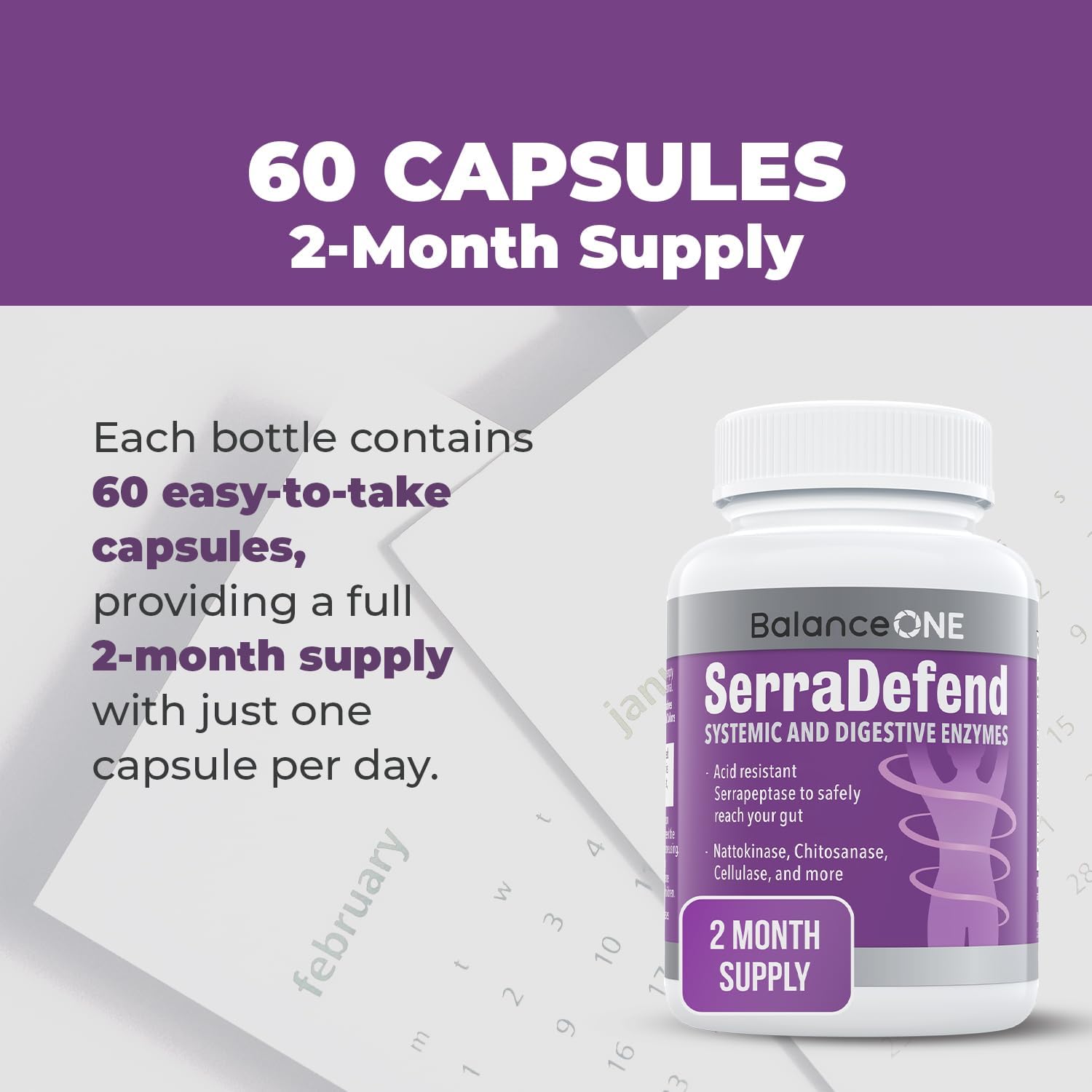 SerraDefend Biofilm Disruptor Capsules with Enzymes for Men & Women - 60 Capsules, 2 Month Supply