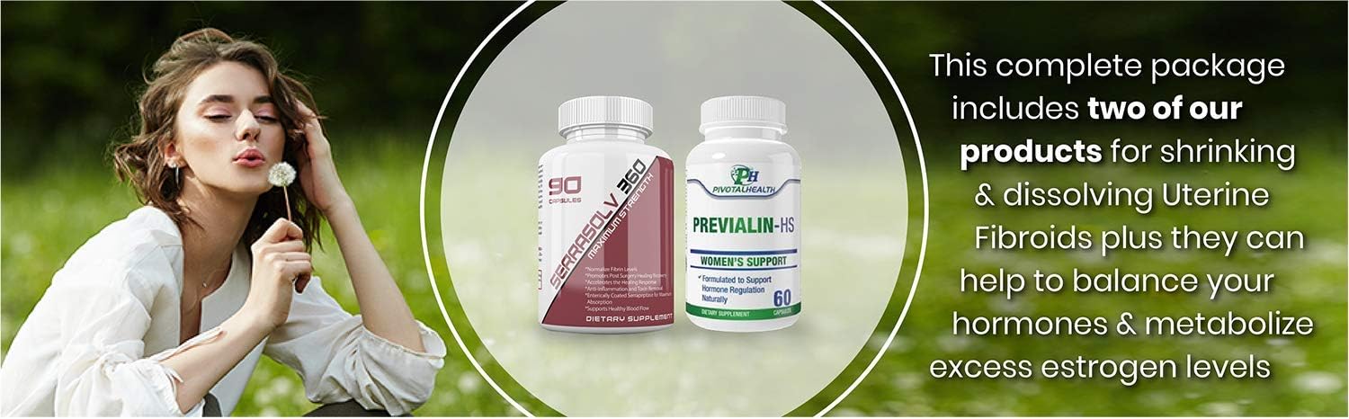 Serrasolv 360 Fibroid Dissolver Bundle: Extra Strength Formula for Fast Fibroid Relief (90 Capsules) - Supports Hormonal Balance and Eases Bloating