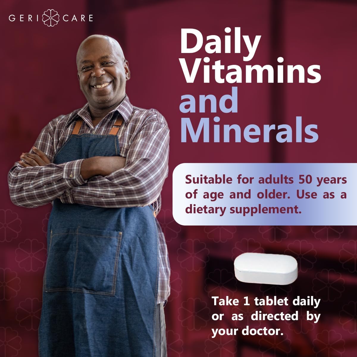 Set of 2 GeriCare Senior 50+ Multivitamin Tablets with Minerals for Immune Support and Age-Defying Nutrition - 100 Count