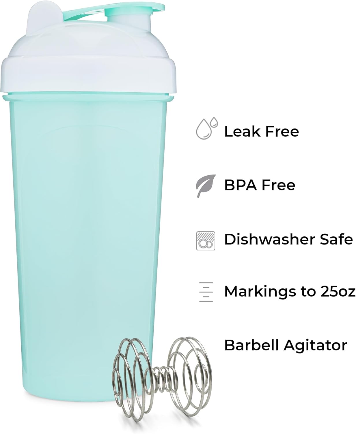 Set of 4 Shaker Bottles with Agitator and 5 Protein Funnels with Carabiner - BPA-Free and Dishwasher Safe Fitness Bundle