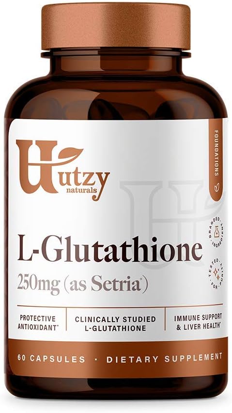 Setria® L-Glutathione Capsules for Immune Health & Antioxidant Support, 250mg Reduced Form Glutathione, High Absorption - Made in USA - 60 Caps