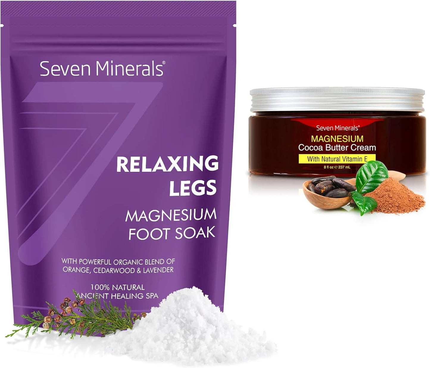 Seven Minerals Relaxing Leg Magnesium Duo: Flakes & Cream for Natural Relief