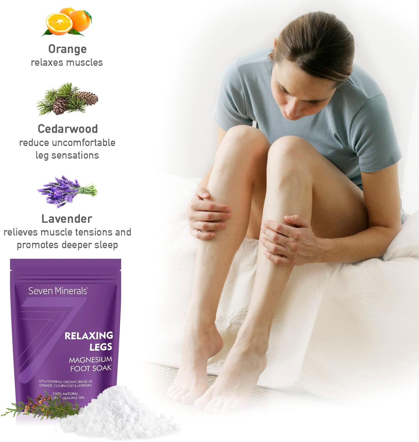 Seven Minerals Relaxing Leg Magnesium Duo: Flakes & Cream for Natural Relief