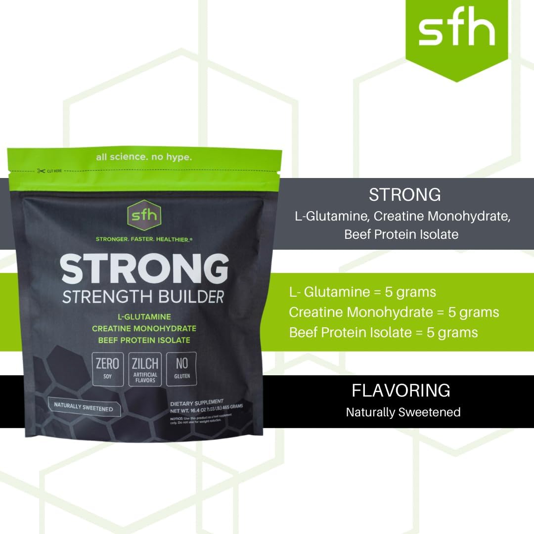 SFH Strong Muscle Builder: Creatine, Glutamine, & Beef Protein for Lean Muscle Growth | Keto-Friendly Workout Supplements (1.19lb)