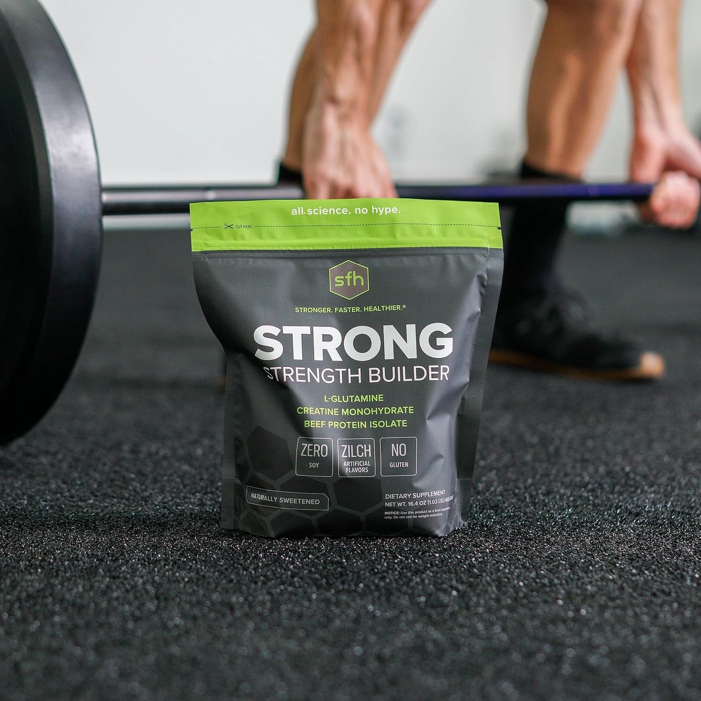 SFH Strong Muscle Builder: Creatine, Glutamine, & Beef Protein for Lean Muscle Growth | Keto-Friendly Workout Supplements (1.19lb)