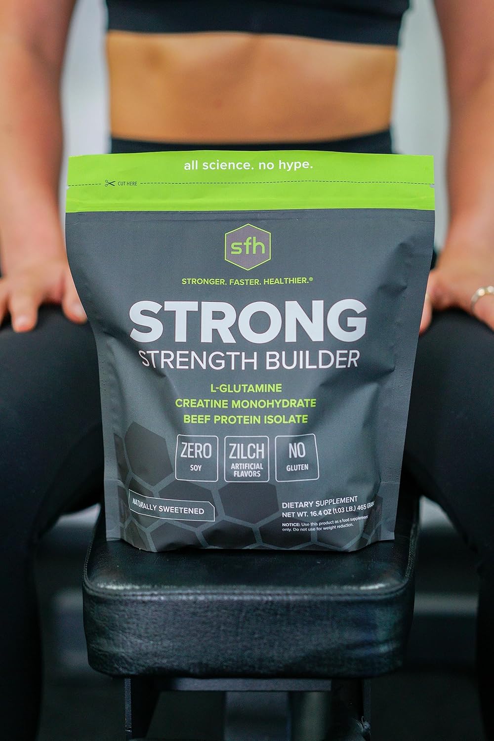 SFH Strong Muscle Builder: Creatine, Glutamine, & Beef Protein for Lean Muscle Growth | Keto-Friendly Workout Supplements (1.19lb)