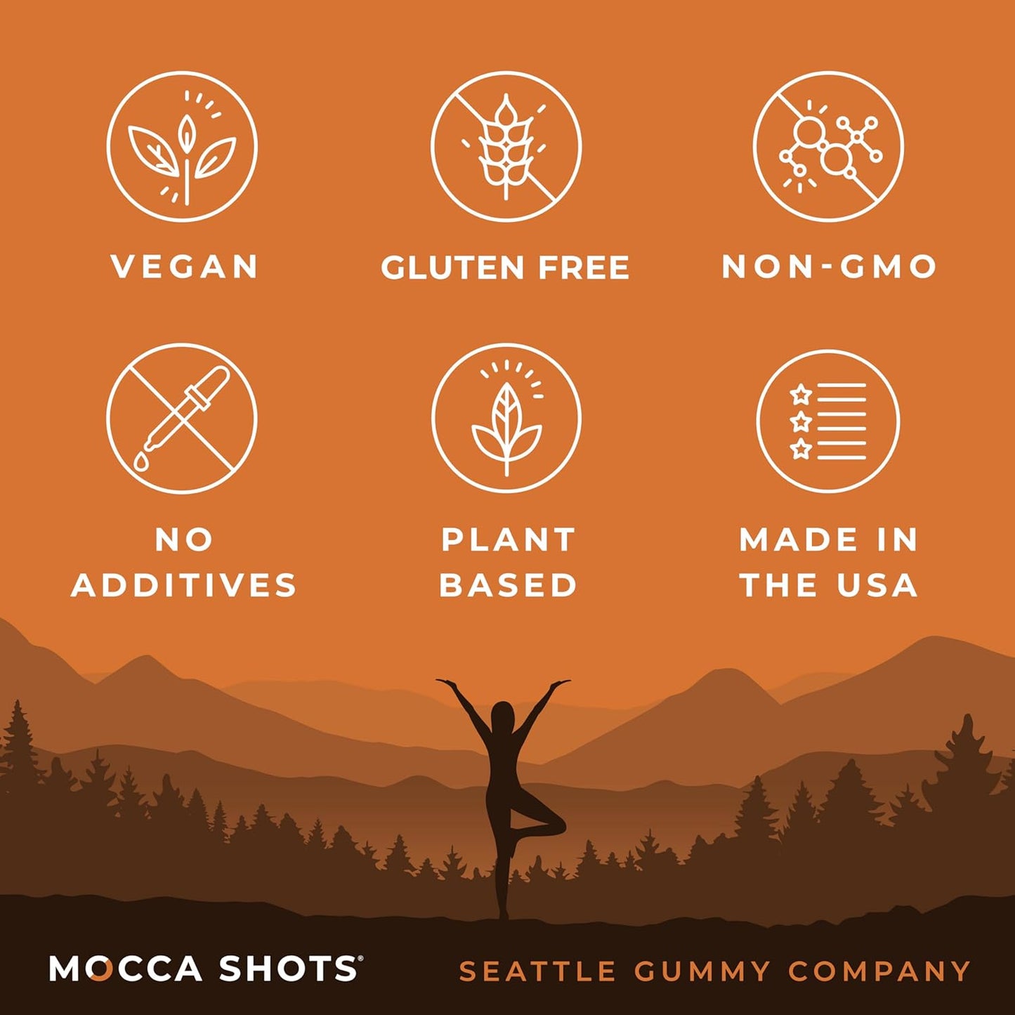 SGC Seattle Gummy Company Salted Caramel Mocca Energy Gummies - 6 Pack, 200mg Caffeine, Nootropic, Vegan, Plant-Based, Gluten Free