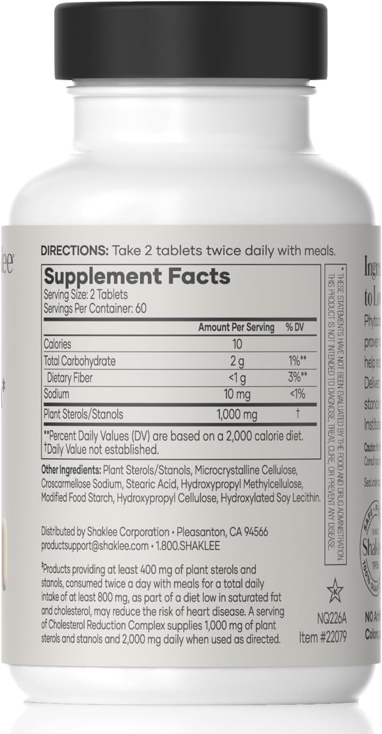 Shaklee Cholesterol Complex: Plant-Based Cardiovascular Wellness Supplement - 120 Tablets