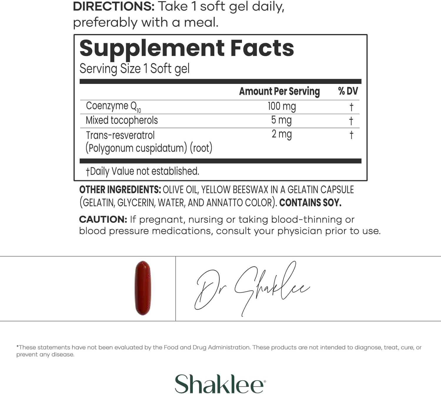 Shaklee CoQHeart® Softgels with Q-Trol® for Heart Health - CoQ10 and Resveratrol Blend - Boosts Energy and Supports Blood Vessels - 30 Count
