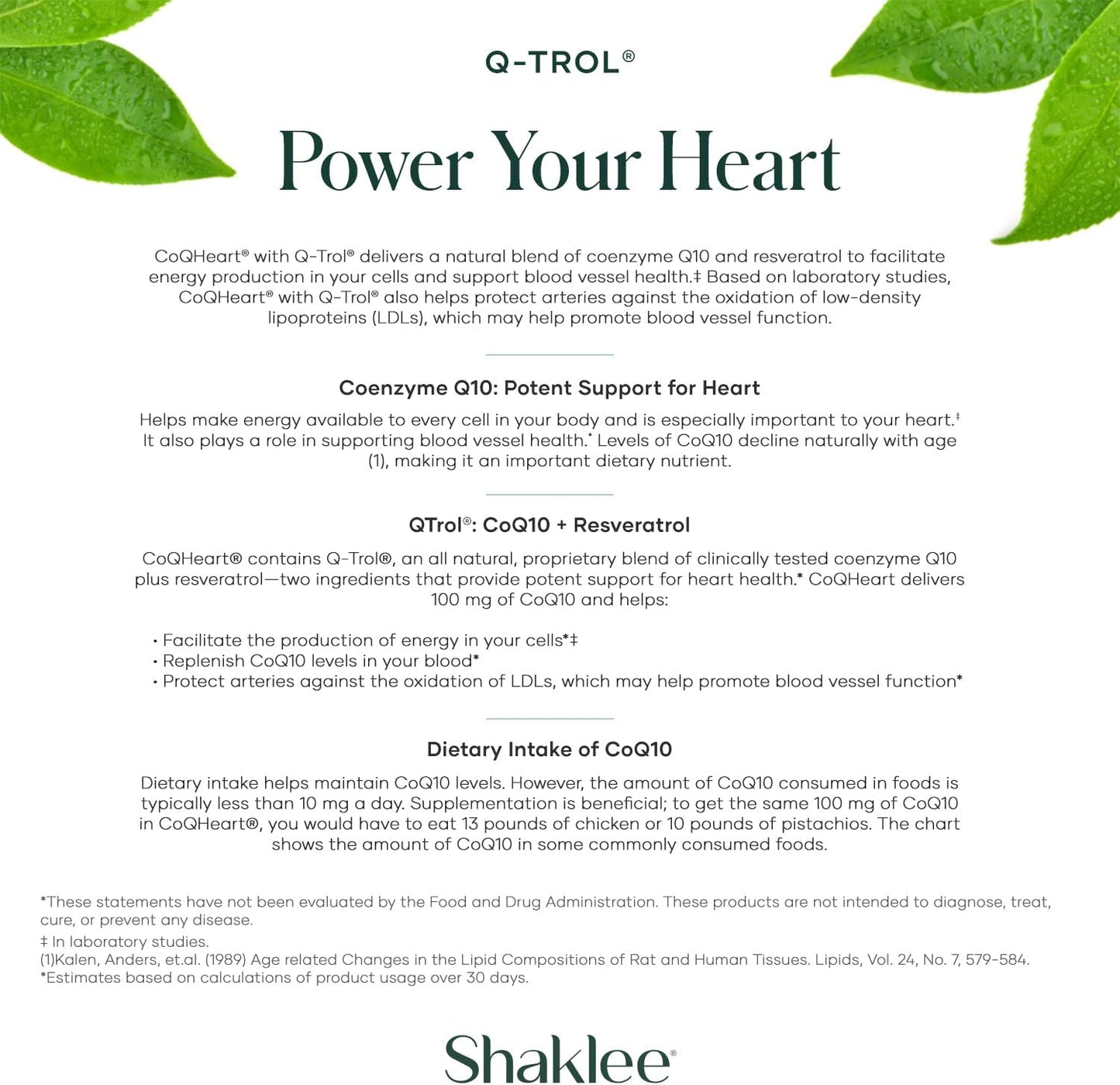 Shaklee CoQHeart® Softgels with Q-Trol® for Heart Health - CoQ10 and Resveratrol Blend - Boosts Energy and Supports Blood Vessels - 30 Count