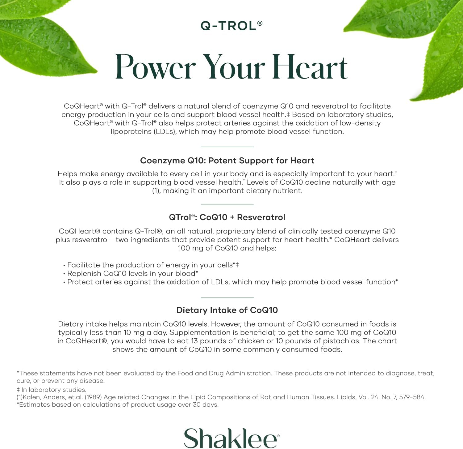 Shaklee CoQHeart® Softgels with Q-Trol® for Heart Health - CoQ10 and Resveratrol Blend - Boosts Energy and Supports Blood Vessels - 30 Count