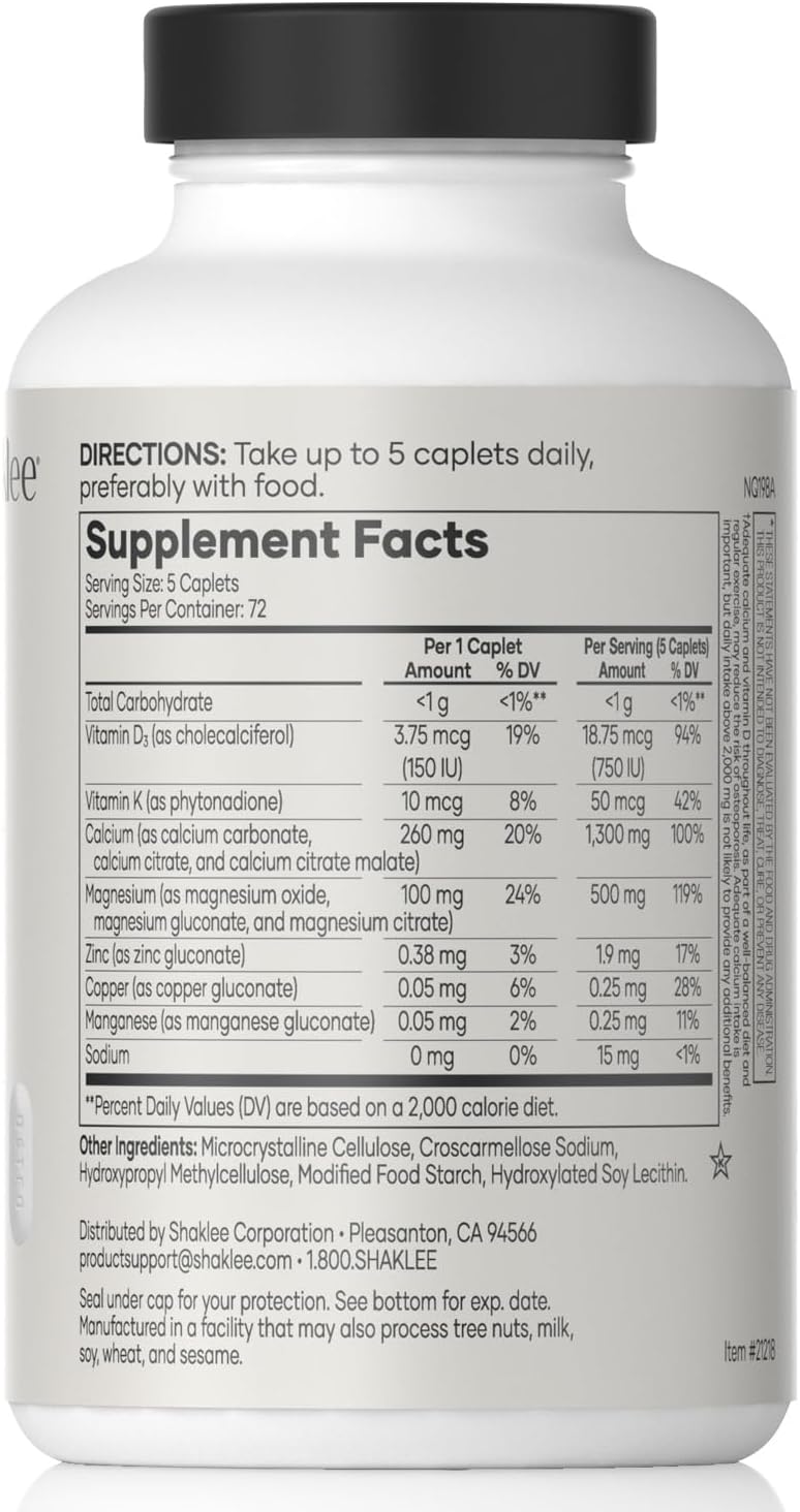 Shaklee OsteoMatrix® - Bone Health Supplement with 100% DV Calcium, Magnesium, Vitamins D & K, Zinc, Manganese - 360 Caplets