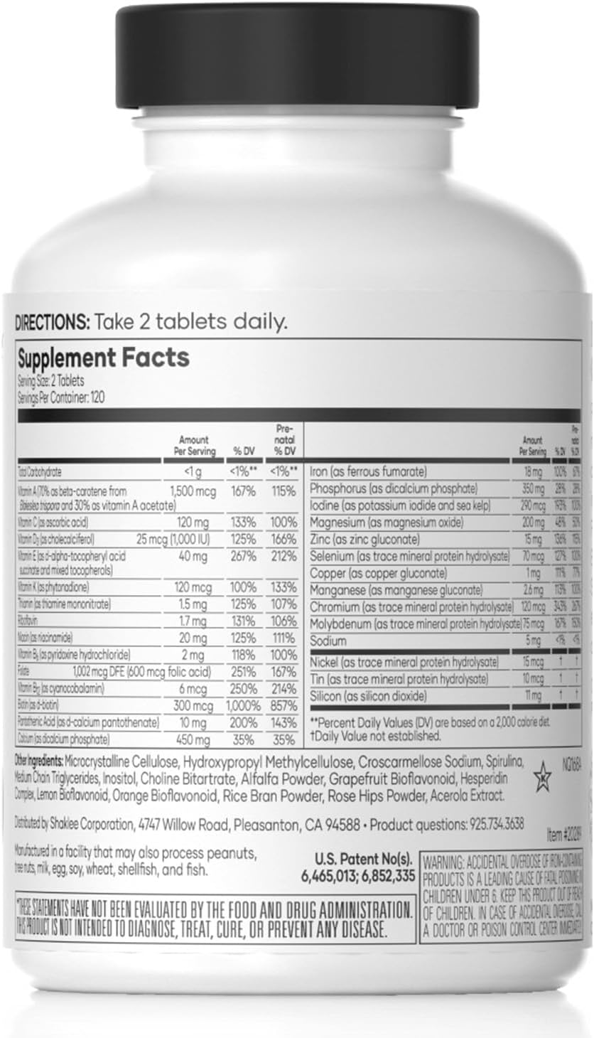 Shaklee Vita-Lea Women High-Potency Multivitamin with Folic Acid, Iodine, Iron - Prenatal/Postnatal Support - 240 Tablets