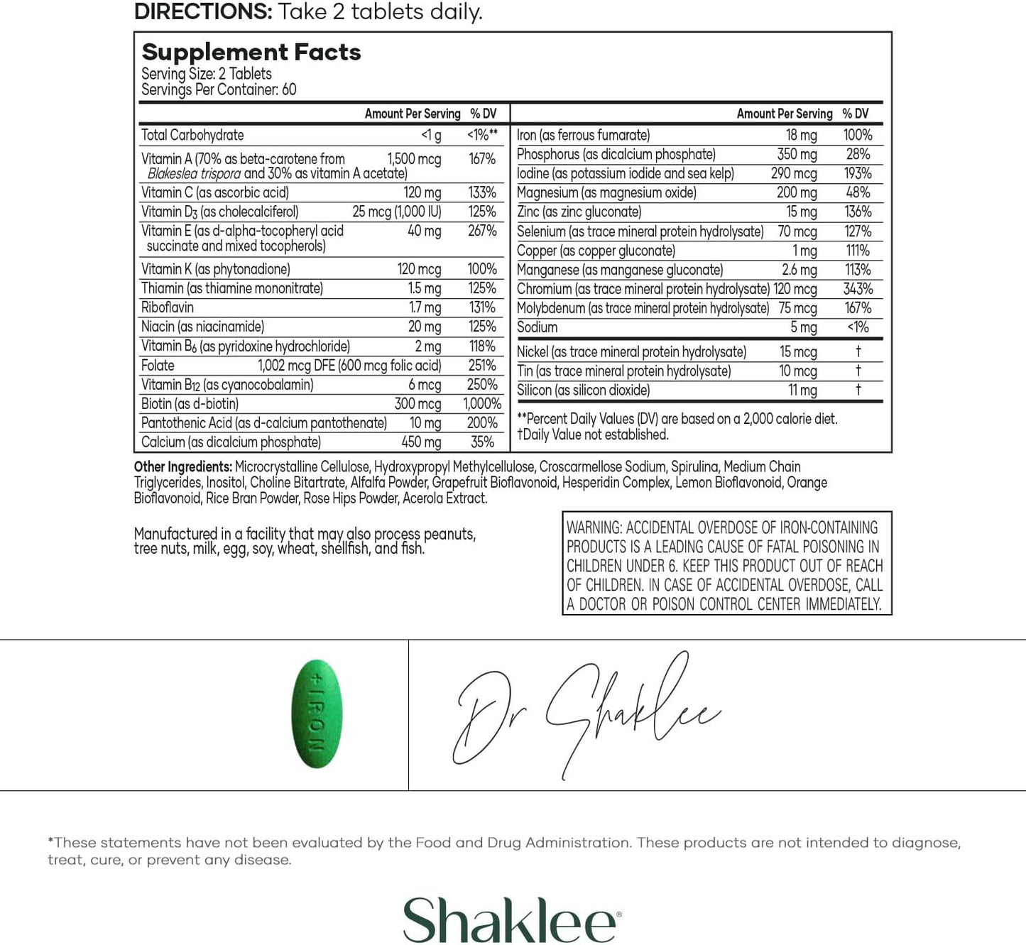 Shaklee Vita-Lea Women High-Potency Multivitamin with Folic Acid, Iodine, Iron - Prenatal/Postnatal Support - 240 Tablets