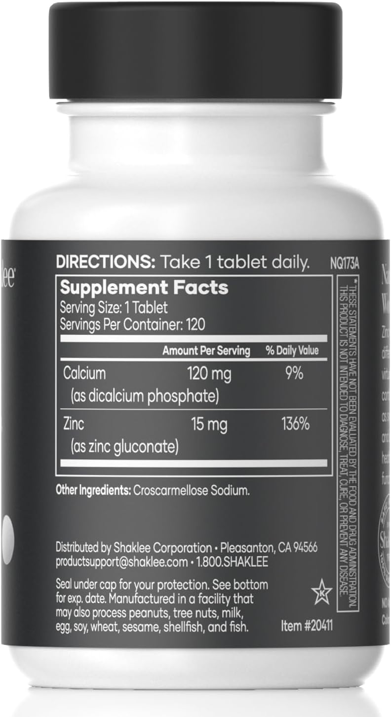 Shaklee Zinc Complex 120 Tablets - Enhances Enzyme Activity and Protein Synthesis