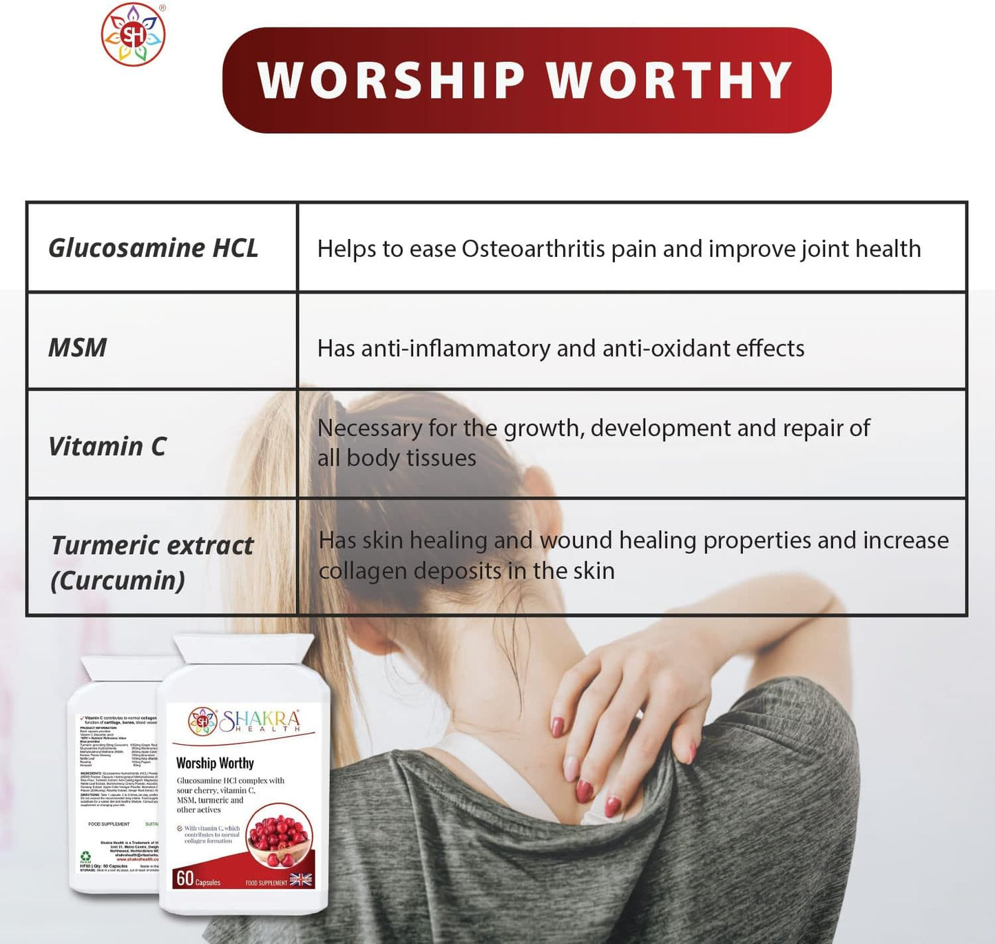 Shakra Health Joint & Connective Tissue Collagen Formula - 60 Capsules for Skin, Hair, and Nails