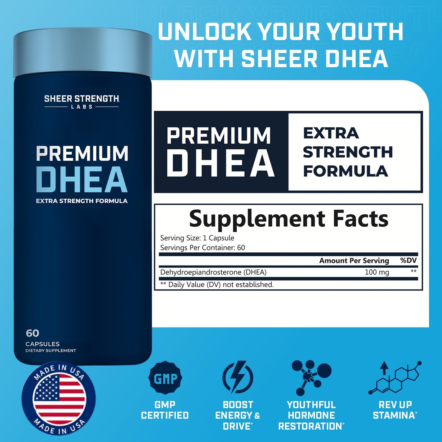 Sheer Strength Labs Sheer Ultimate Stack - DHEA 100mg Supplement + Nitric Oxide + Sheer Shred & Alpha for Men