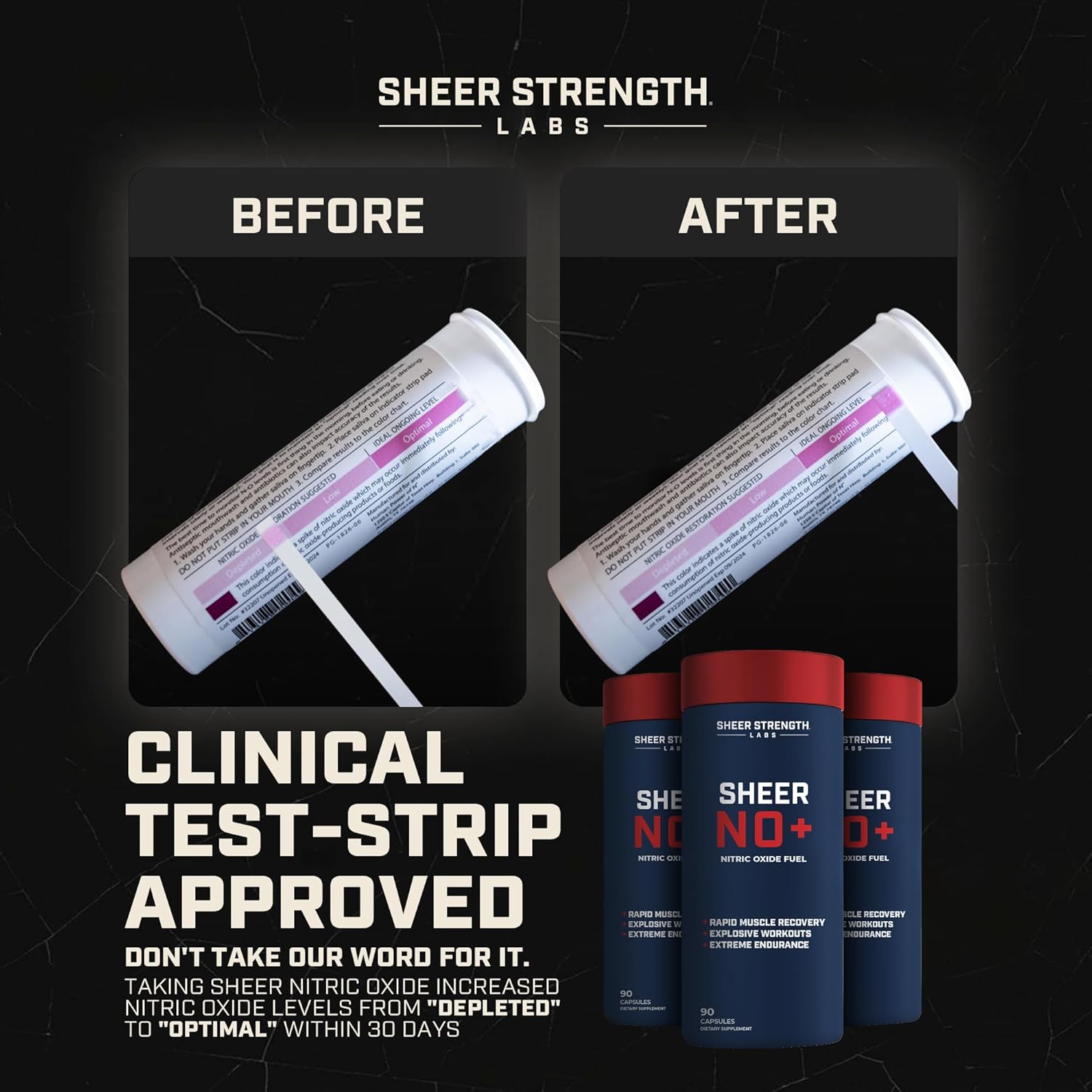 Sheer Strength Nitric Oxide Supplement for Men - Supports Vascularity, Energy, Muscle Growth, and Pumps - 7 Day Supply
