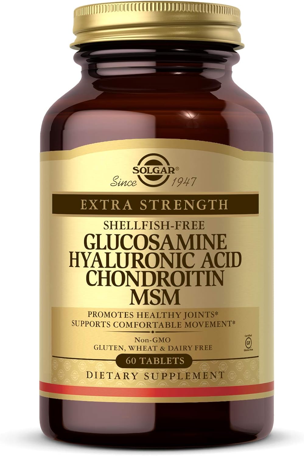 Shellfish-Free Joint Support: Solgar Glucosamine Hyaluronic Acid Chondroitin MSM Tablets - Non-GMO, Gluten Free, Dairy Free - 60 Tablets