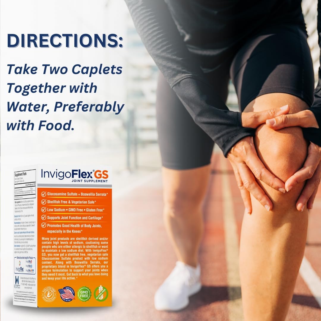 Shellfish-Free Vegetarian Glucosamine Sulfate with Boswellia Serrata - Non GMO Joint Supplement - Gluten-Free - 2 Pack