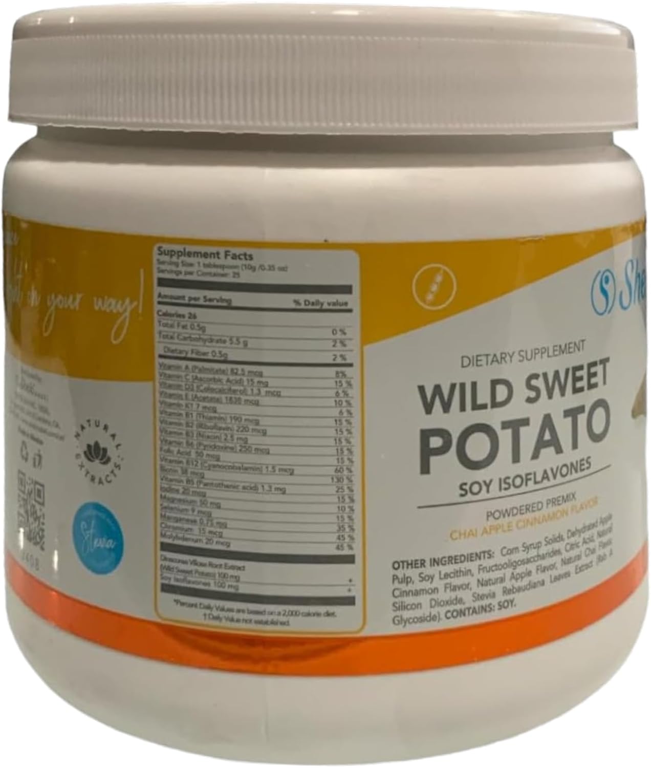 Shelo Nabel Wild Sweet Potato Soy Isoflavones Powder Mix 250g with Chai Apple Cinnamon Flavors - White