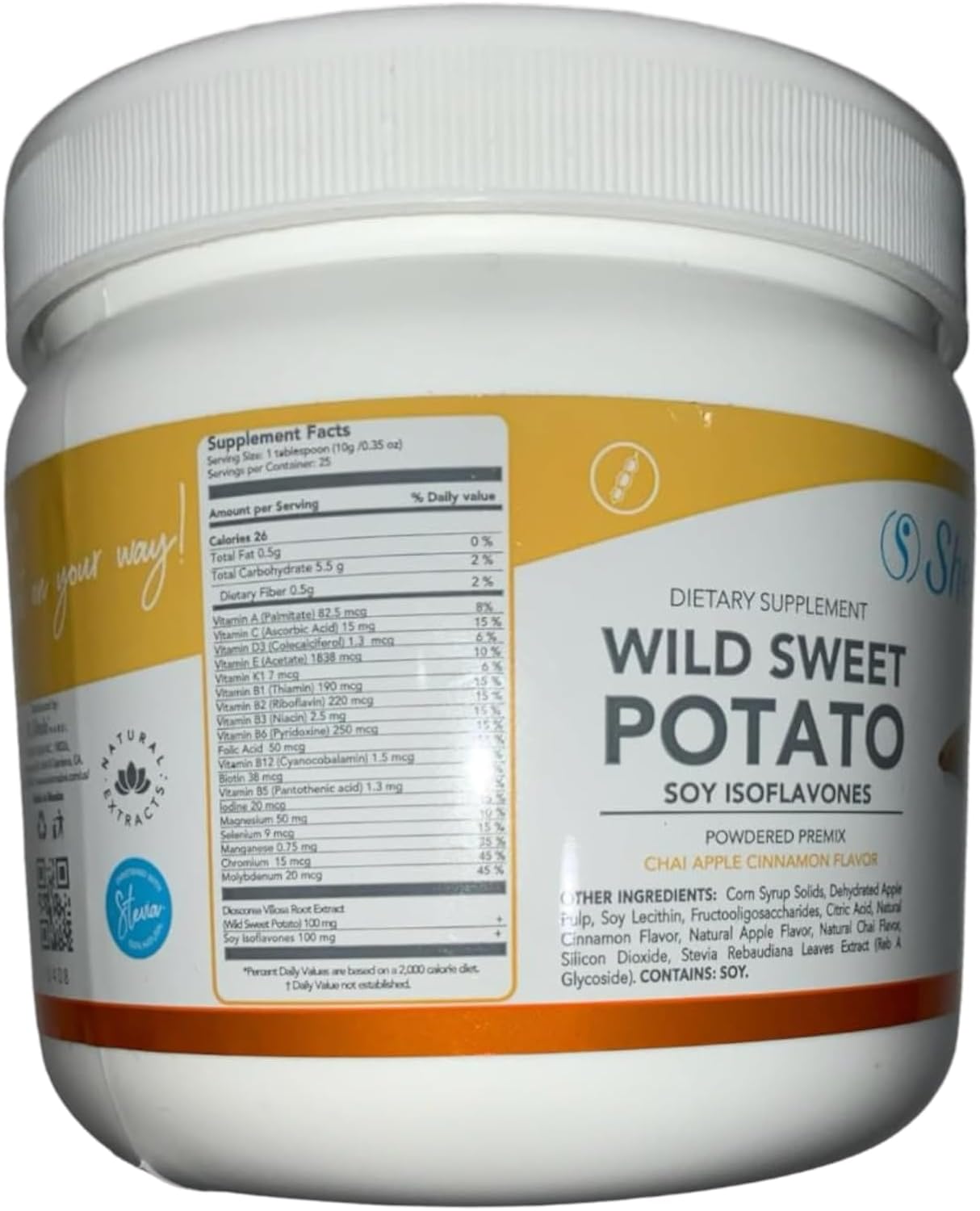 Shelo Nabel Wild Sweet Potato Soy Isoflavones Powder Mix 250g with Chai Apple Cinnamon Flavors - White