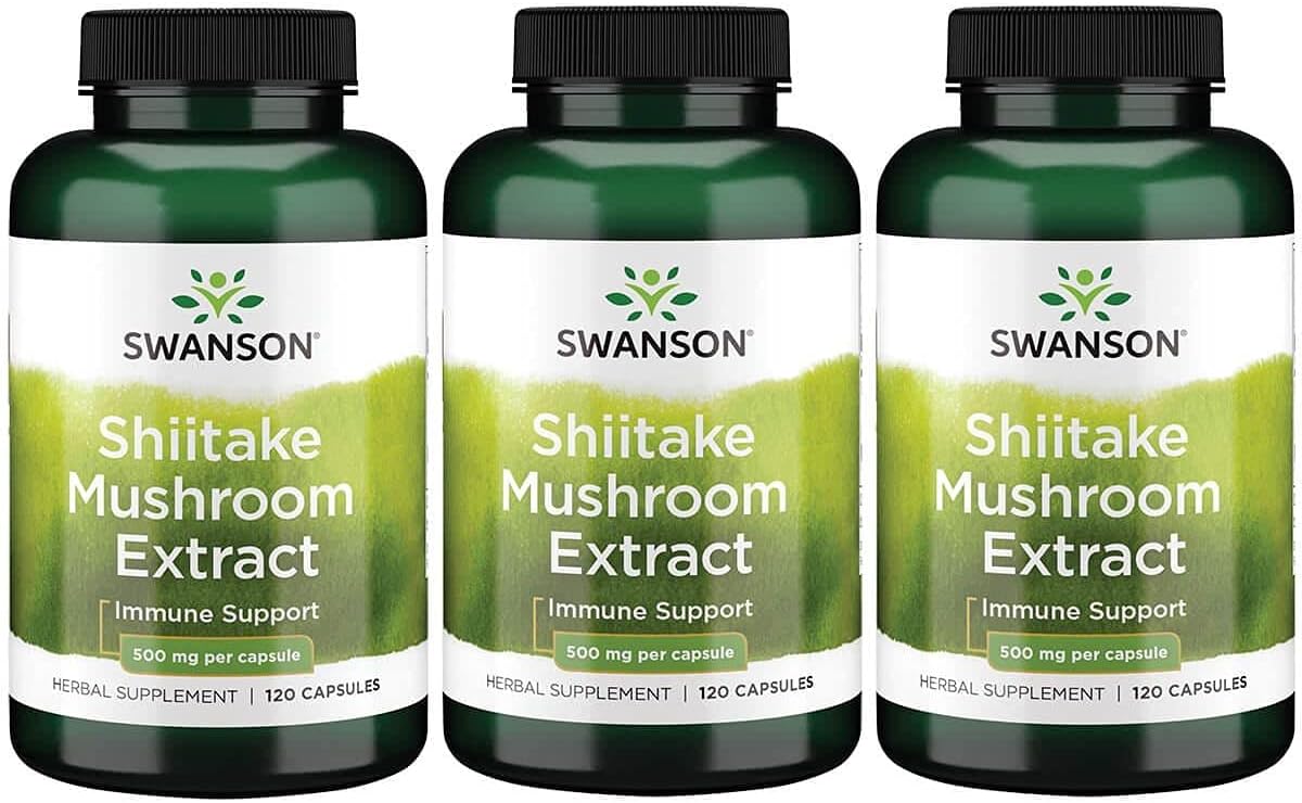Shiitake Mushroom Extract Capsules (500mg, 4:1) - 120 Count (3 Pack) by Swanson