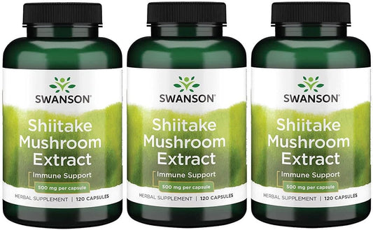 Shiitake Mushroom Extract Capsules (500mg, 4:1) - 120 Count (3 Pack) by Swanson