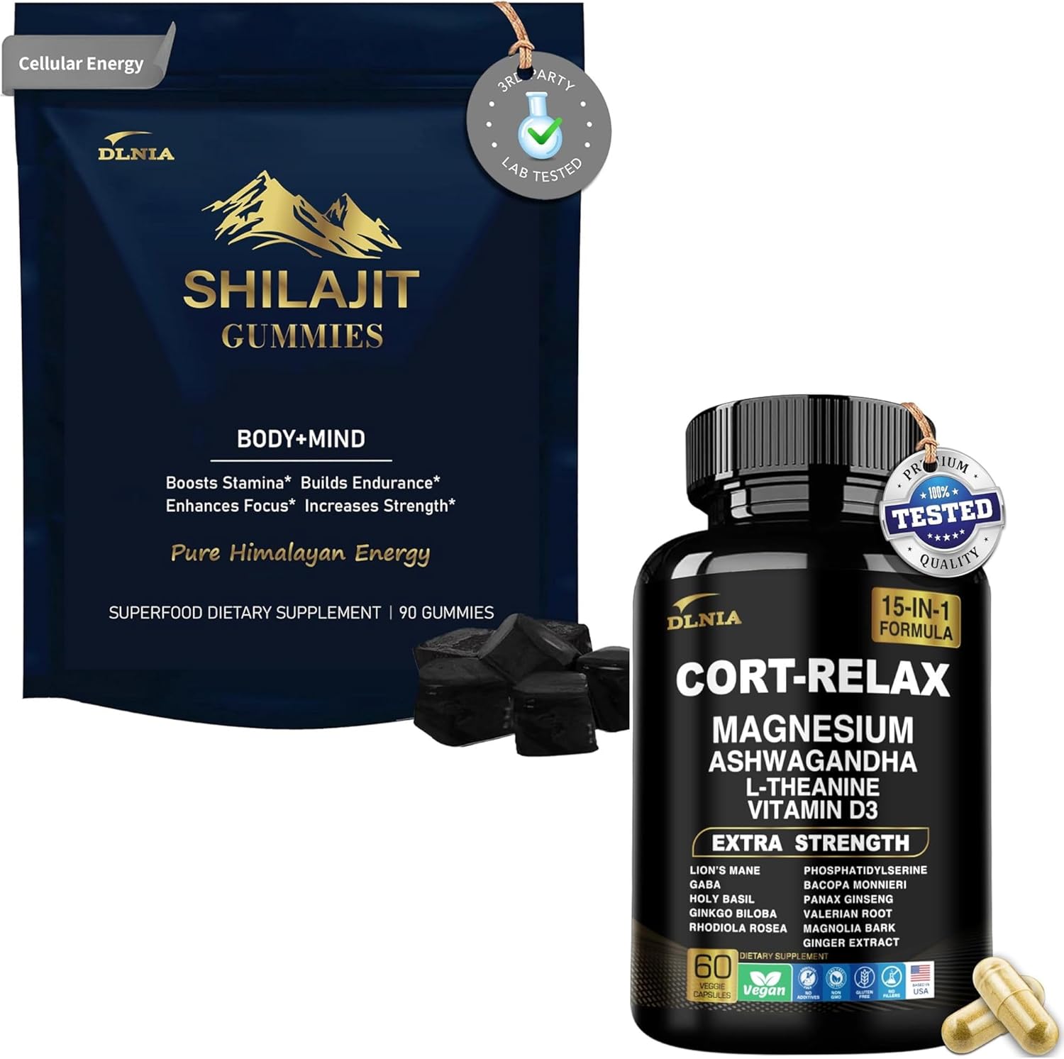 Shilajit Ashwagandha Gummies and Magnesium Calm Supplement Combo