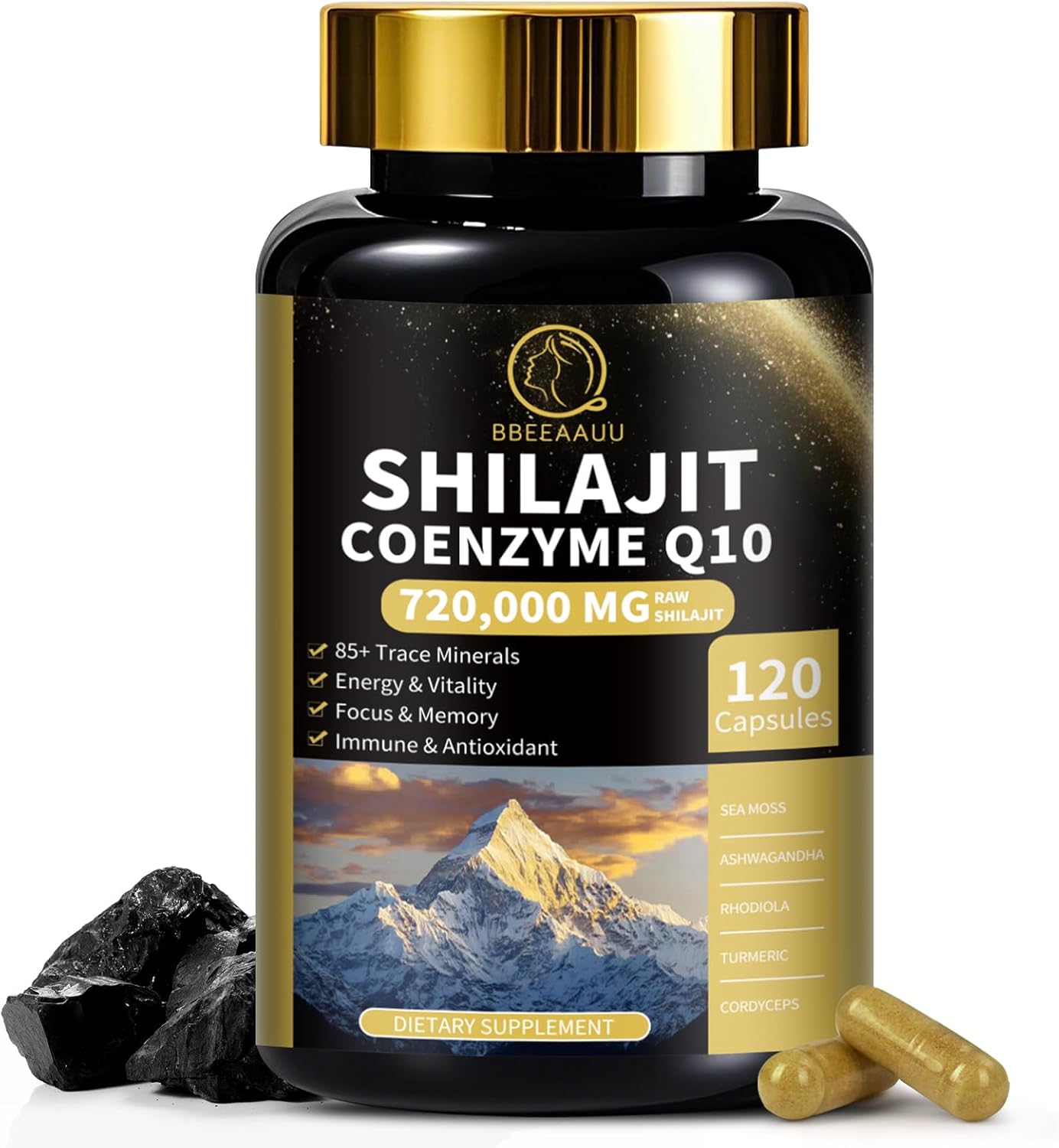 Shilajit Capsules with Ashwagandha & Sea Moss Bundle - BBEEAAUU