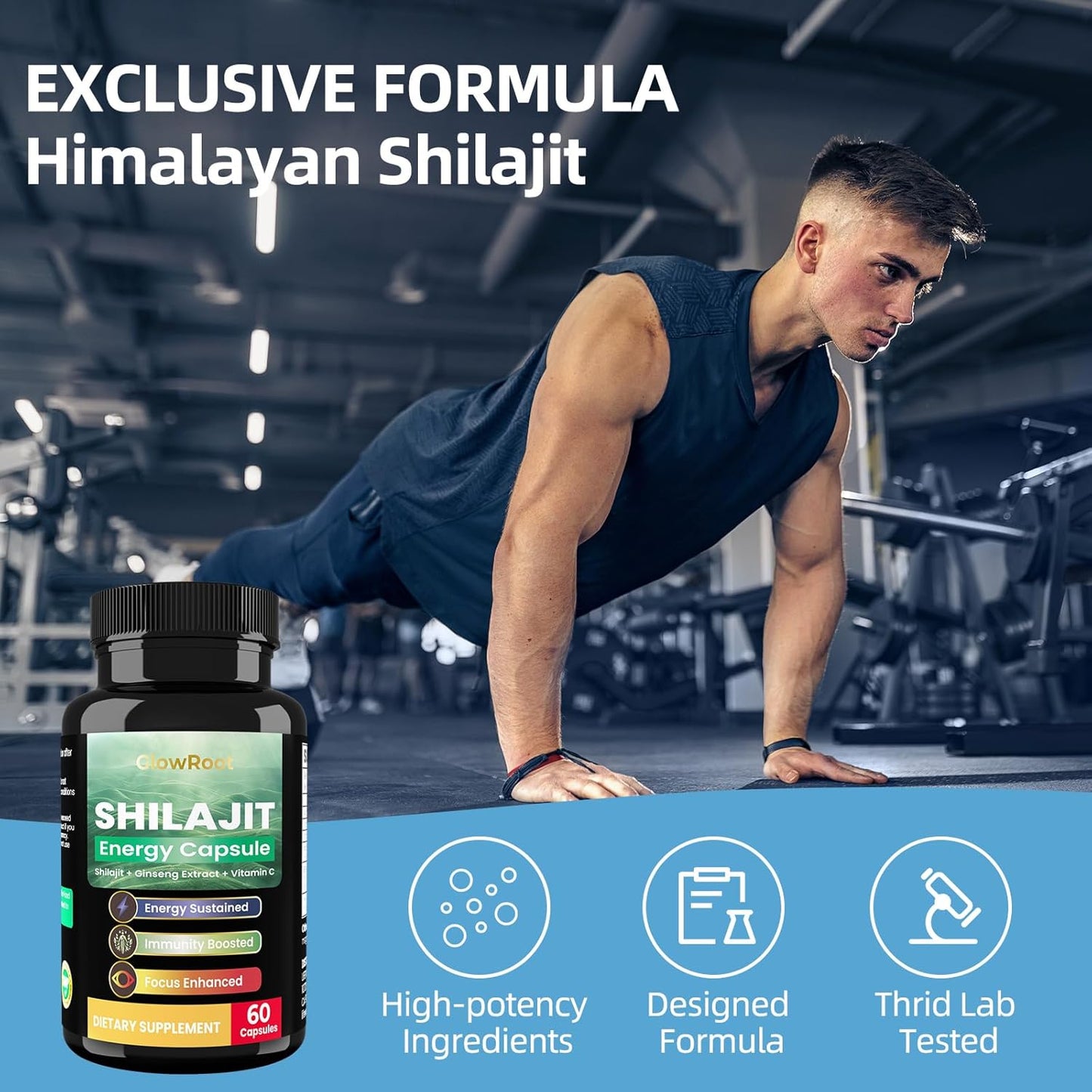 Shilajit Capsules with Fulvic Acid & Minerals for Energy Boost and Immune Health
