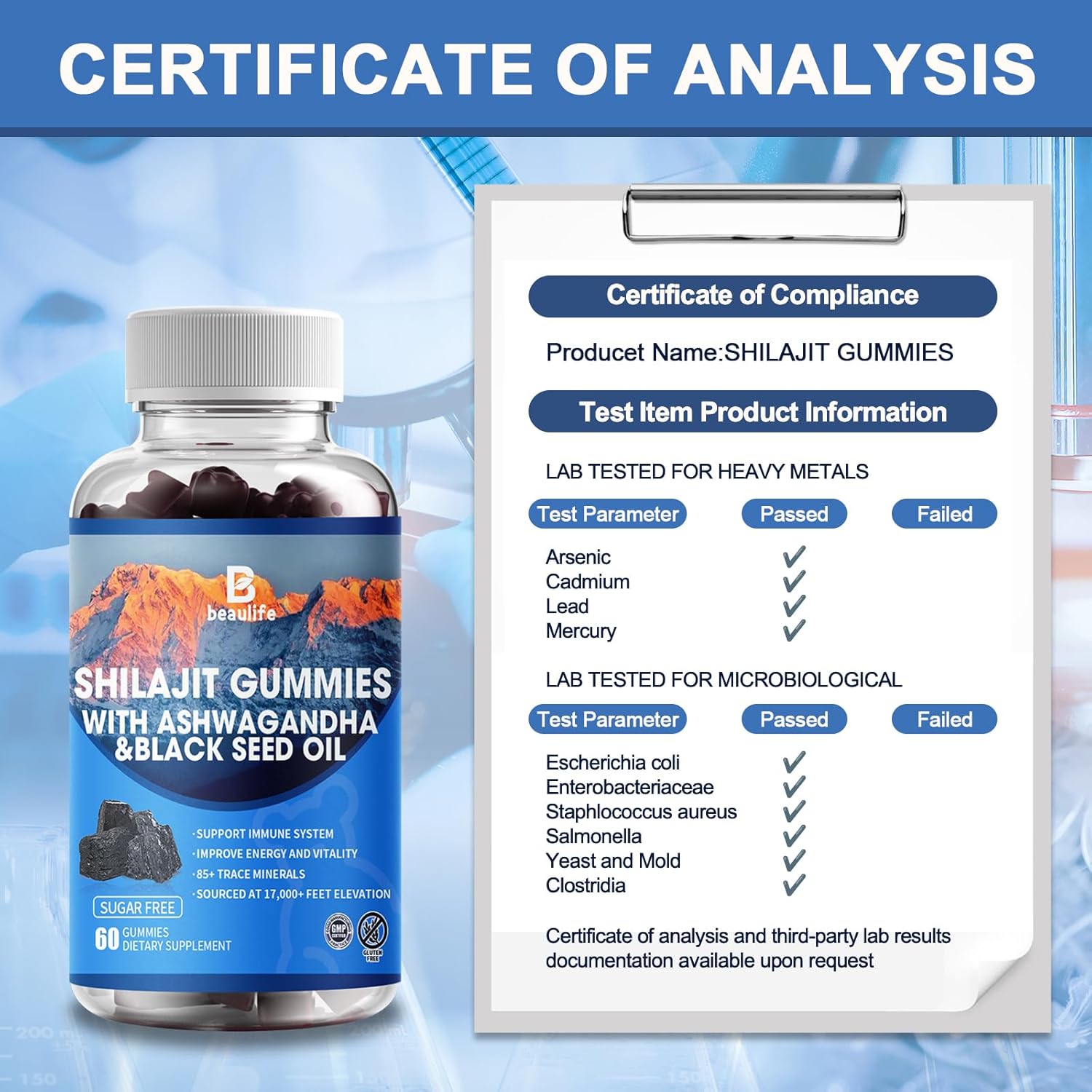 Shilajit Gummies with 85+ Trace Minerals, Fulvic Acid, Phytonutrients, Vitamins, Ashwagandha, Chaga Mushroom, and Turmeric for Energy Boost and Immune Support