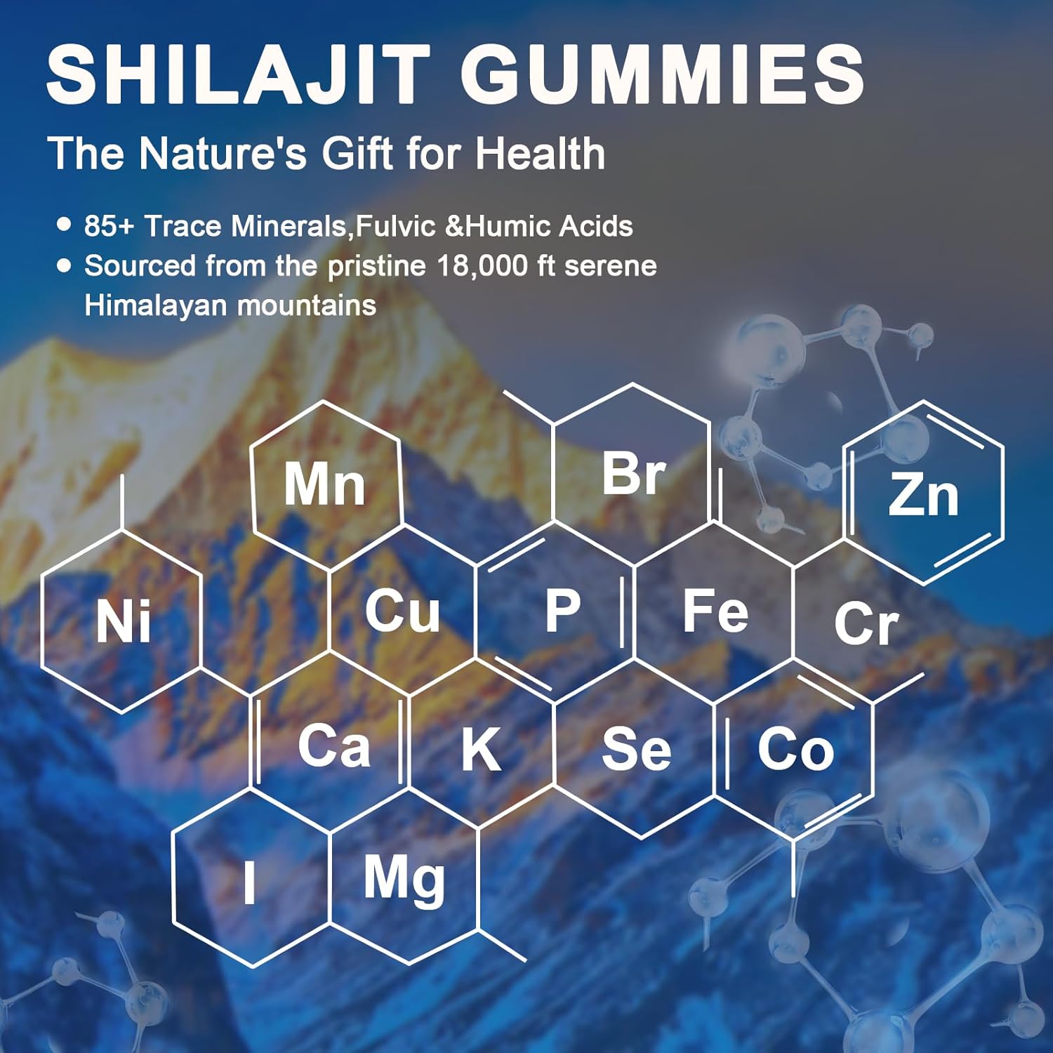 Shilajit Gummies with 85+ Trace Minerals, Fulvic Acid, Phytonutrients, Vitamins, Ashwagandha, Chaga Mushroom, and Turmeric for Energy Boost and Immune Support