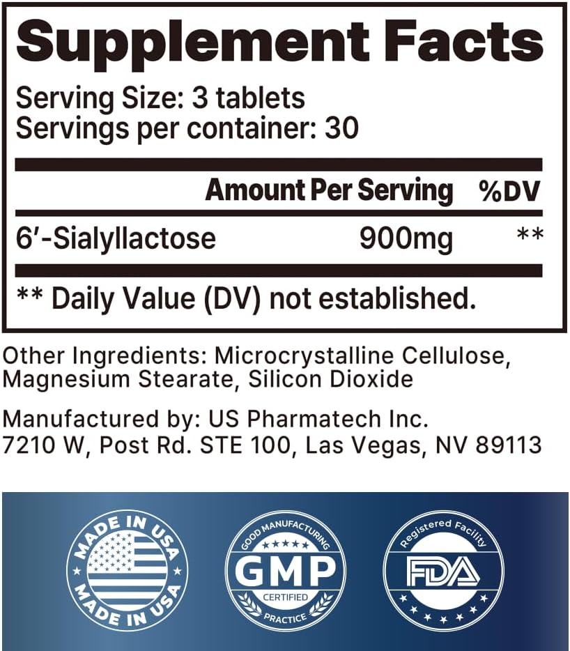 SIALLAC Muscle Health Tablets - Boost Muscle Mass & Strength, Speed Up Recovery, Reduce Fatigue, Enhance Exercise Performance - 6-Sialyllactose 900mg - 90 Count