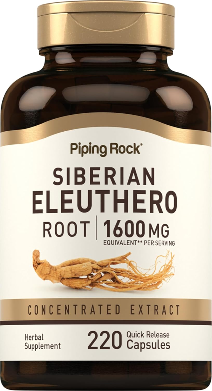 Siberian Eleuthero Root Capsules 1600mg | 220 Count | Herbal Extract Supplement | Non-GMO, Gluten Free
